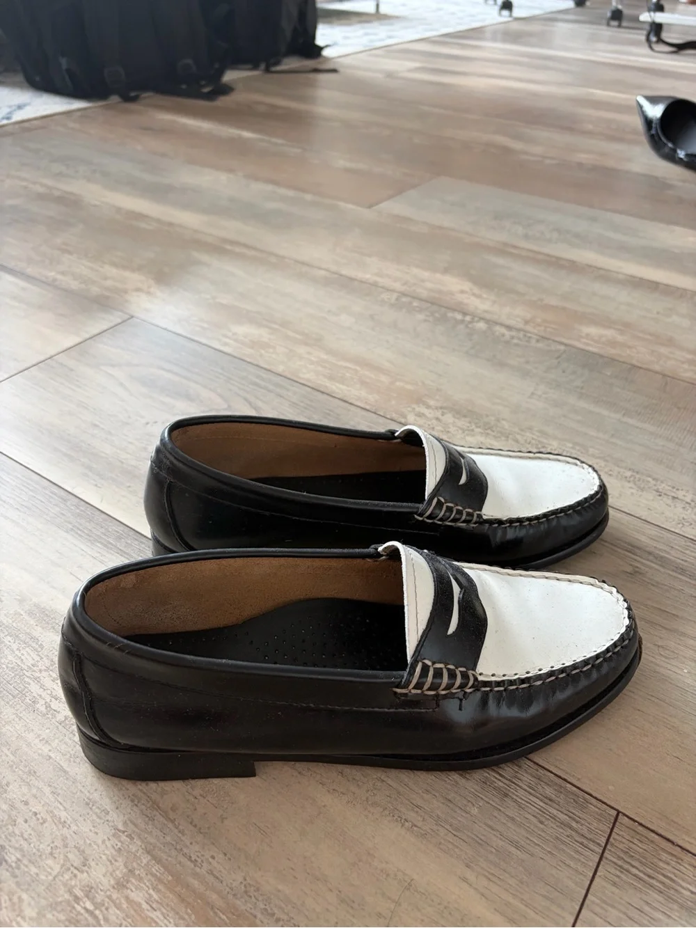 G.H. Bass & Co. Two-Tone Black and White Penny Loafers